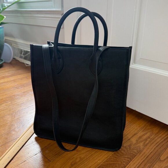 Black Leather J Crew Shoulder/Crossbody Bag with Detachable Strap - Picture 6 of 11